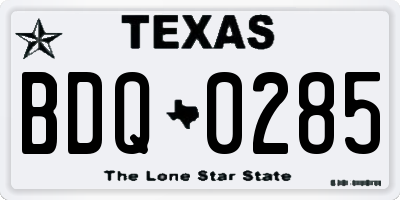 TX license plate BDQ0285