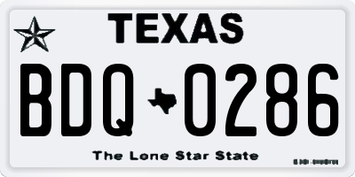 TX license plate BDQ0286