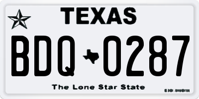 TX license plate BDQ0287