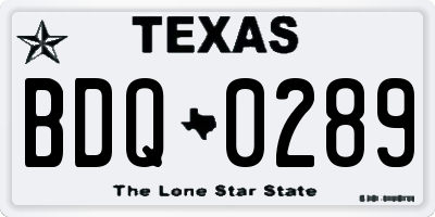 TX license plate BDQ0289