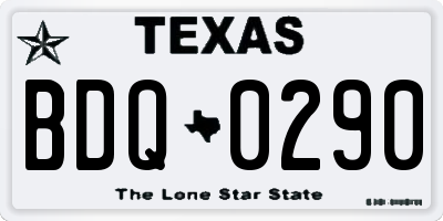 TX license plate BDQ0290