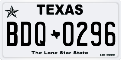 TX license plate BDQ0296