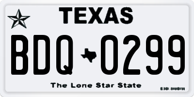 TX license plate BDQ0299