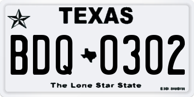 TX license plate BDQ0302