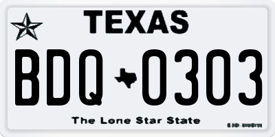 TX license plate BDQ0303