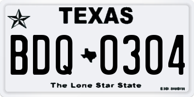 TX license plate BDQ0304