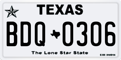 TX license plate BDQ0306