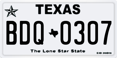 TX license plate BDQ0307