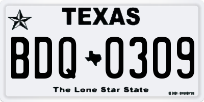 TX license plate BDQ0309