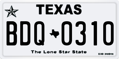 TX license plate BDQ0310