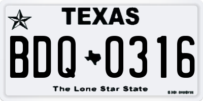 TX license plate BDQ0316