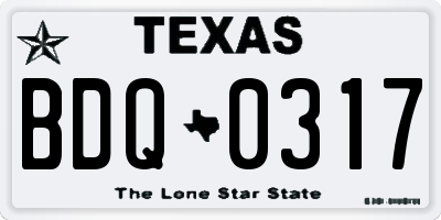 TX license plate BDQ0317