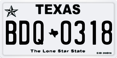 TX license plate BDQ0318