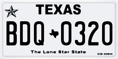 TX license plate BDQ0320