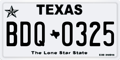 TX license plate BDQ0325