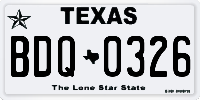 TX license plate BDQ0326