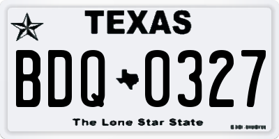TX license plate BDQ0327