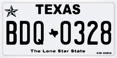 TX license plate BDQ0328