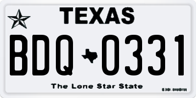 TX license plate BDQ0331