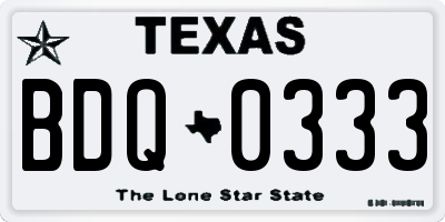 TX license plate BDQ0333