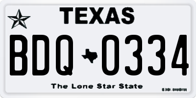 TX license plate BDQ0334