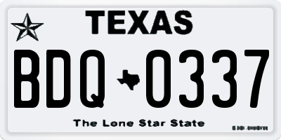 TX license plate BDQ0337