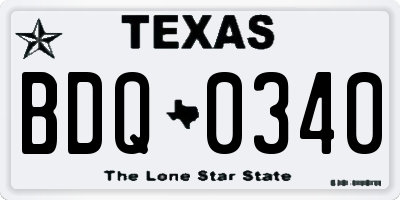 TX license plate BDQ0340