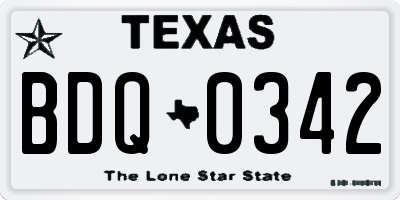 TX license plate BDQ0342
