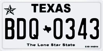 TX license plate BDQ0343