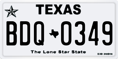TX license plate BDQ0349