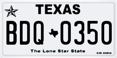TX license plate BDQ0350