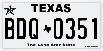 TX license plate BDQ0351