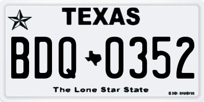 TX license plate BDQ0352