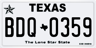 TX license plate BDQ0359