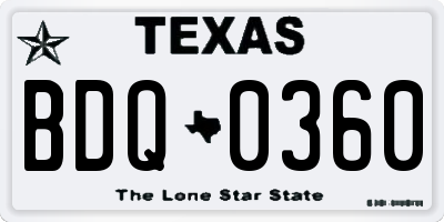 TX license plate BDQ0360