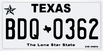 TX license plate BDQ0362