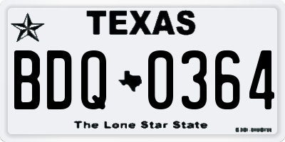 TX license plate BDQ0364
