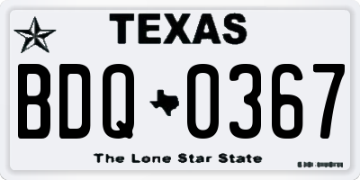 TX license plate BDQ0367