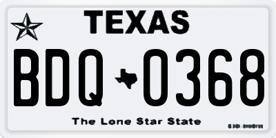 TX license plate BDQ0368