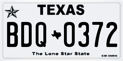 TX license plate BDQ0372