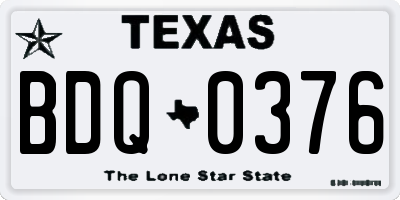 TX license plate BDQ0376