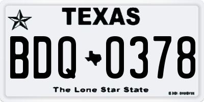 TX license plate BDQ0378