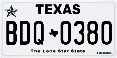 TX license plate BDQ0380