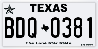 TX license plate BDQ0381