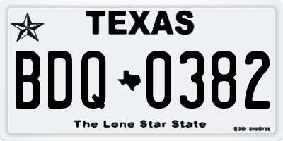 TX license plate BDQ0382