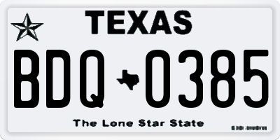 TX license plate BDQ0385