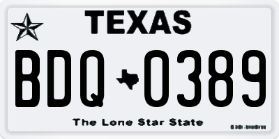 TX license plate BDQ0389