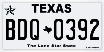 TX license plate BDQ0392
