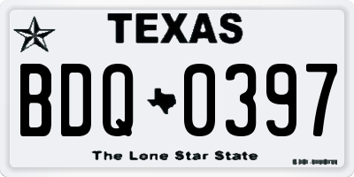 TX license plate BDQ0397