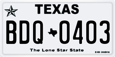 TX license plate BDQ0403